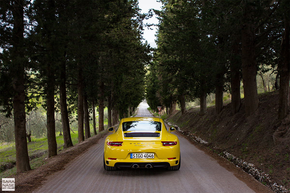 Castello di Casole driveway Porsche